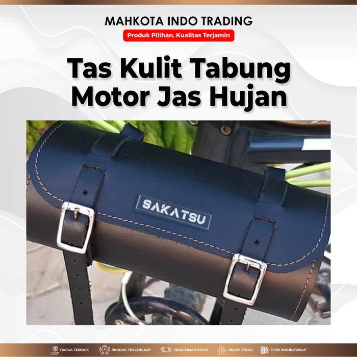 (Zacro Store) TABUNG MOTOR Just Ride / Tas Jas Hujan Motor Kulit / Tas Samping Retro - Cokelat