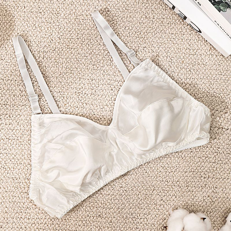 [Yunrouju] Bra tipis sutra murbei, bra sutra, tanpa spons, ukuran besar, pakaian dalam tanpa jejak