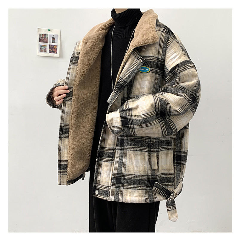 MAN TARTAN THERMAL WINTER JACKET COAT IMPORT MANTEL PRIA MUSIM DINGIN LAPIS WOL