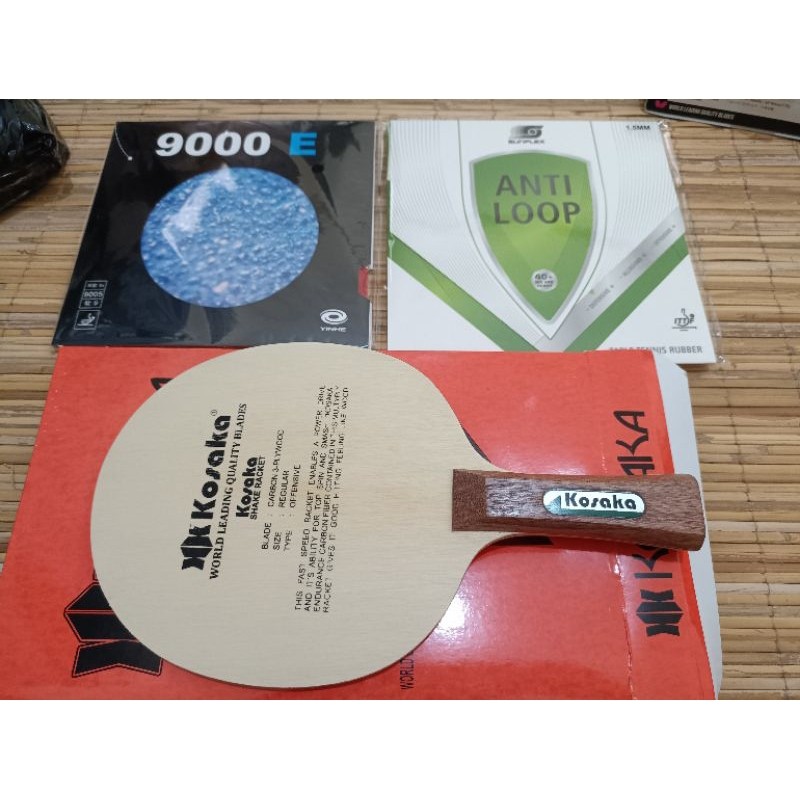 PAKET BET TENIS MEJA KOSAKA CARBON PLUS ANTI SPIN ANTI LOOP ORIGINAL