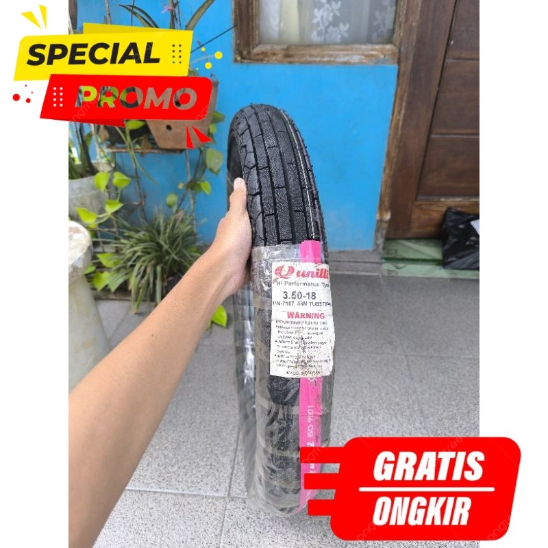 Ban Motor Klasik Unilli 3.50-18 Import Taiwan Ban Luar Retro untuk Kawasaki W175