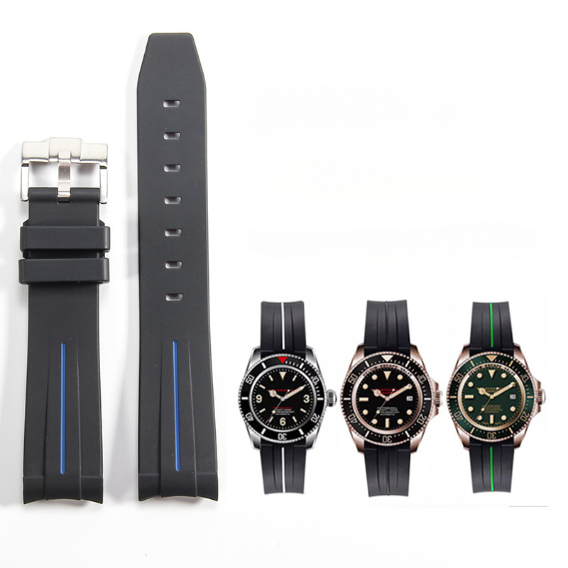 For Rolex Silicone Watch Strap Green Black Water Ghost Submariner Soft Comfortable Waterproof Sweatp