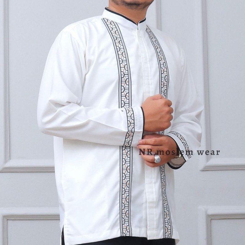 BAJU KOKO PUTIH DEWASA TANGAN PANJANG  / KOKO ARRAHMAN PANJANG / BAJU KOKO KATUN ADEM kode ( ARK )