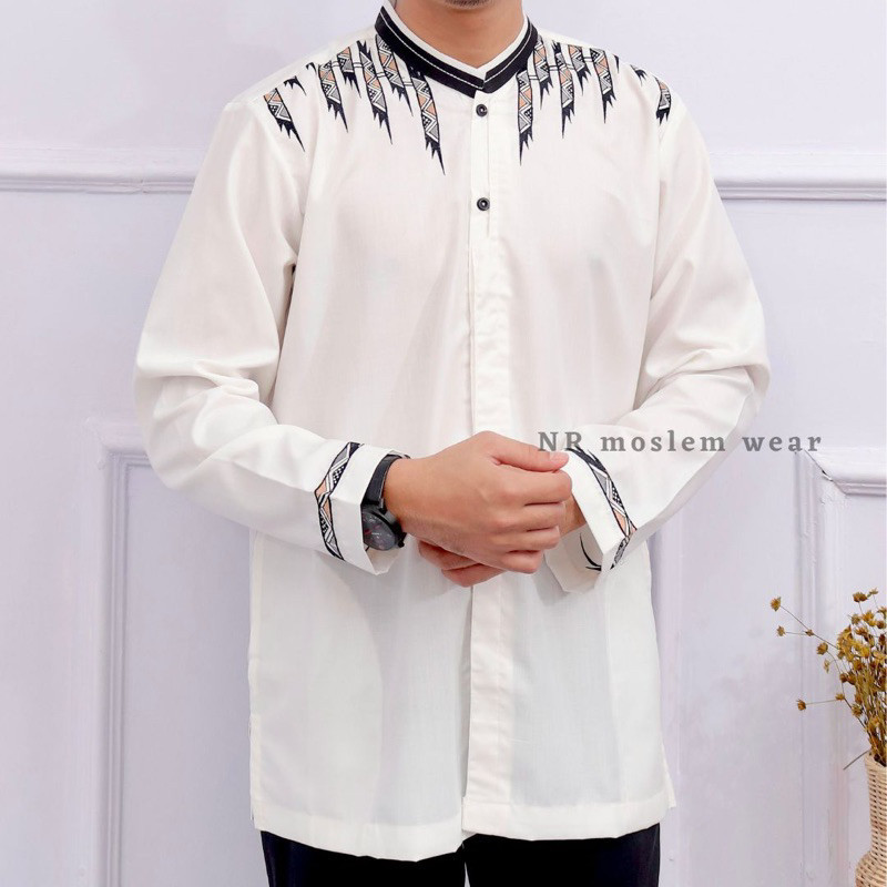 BAJU KOKO PUTIH DEWASA TANGAN PANJANG  / KOKO ARRAHMAN PANJANG / BAJU KOKO KATUN ADEM kode ( ARK )