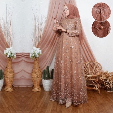 ARIMBI Gamis broklat jumbo XXL-XXXL | Gamis Brokat full depan belakang | Gamis brokat tile mutiara