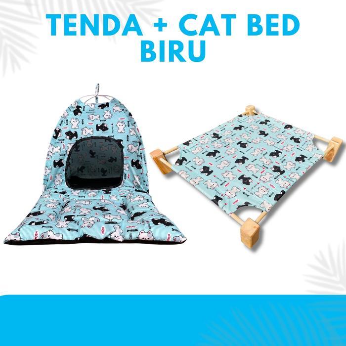 NEW PRODUK Aerizoo Paket Tenda dan Hammock Kucing Bonus Bantal Bahan Katun Tebal dan Kokoh - Tenda +