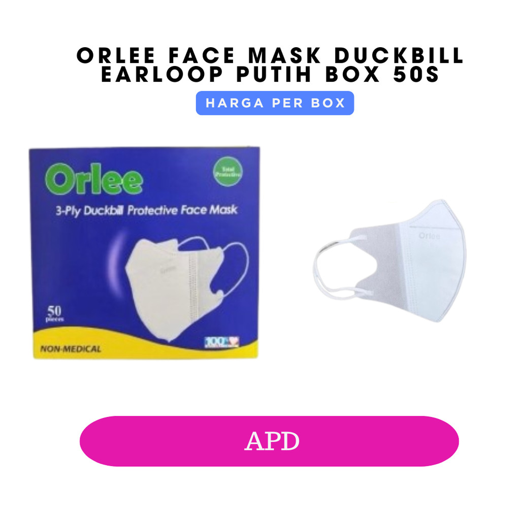 ORLEE FACE MASK DUCKBILL EARLOOP PUTIH BOX 50S (Bgv)
