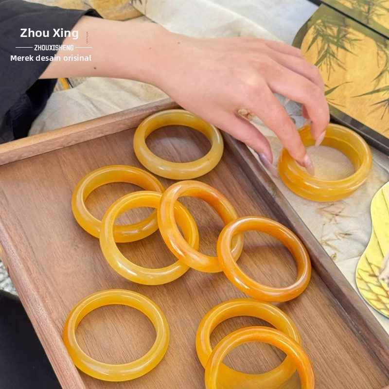 Gelang giok kuning es alami alternatif jadeite, gelang giok kuning permen.