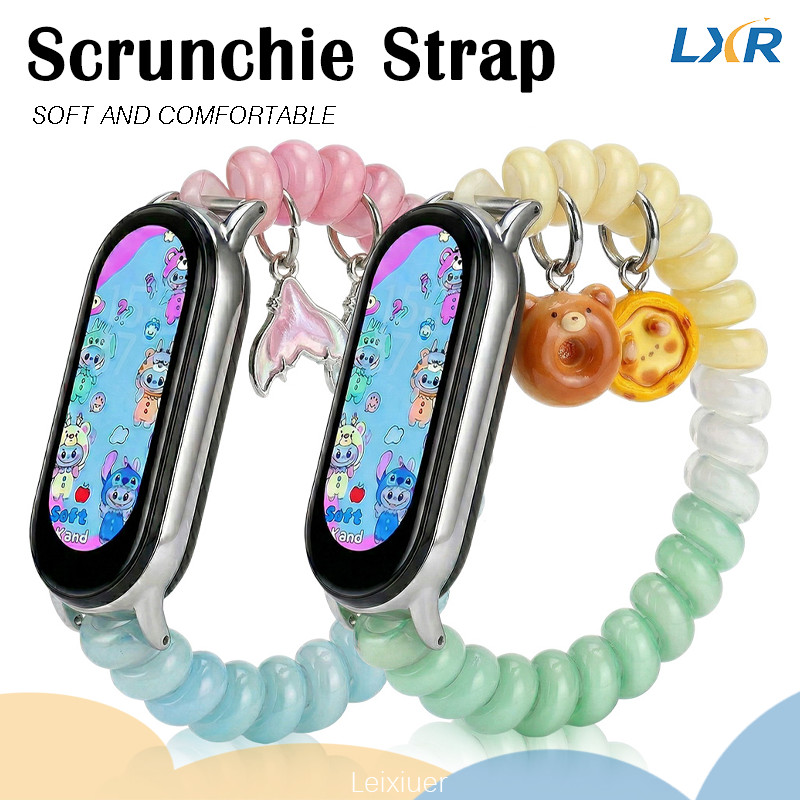 TPU Elastic Strap for Smartwatch Xiaomi Mi Band 10 9 8 Wanita Lucu Scrunchie Belt Bracelet Band Acce