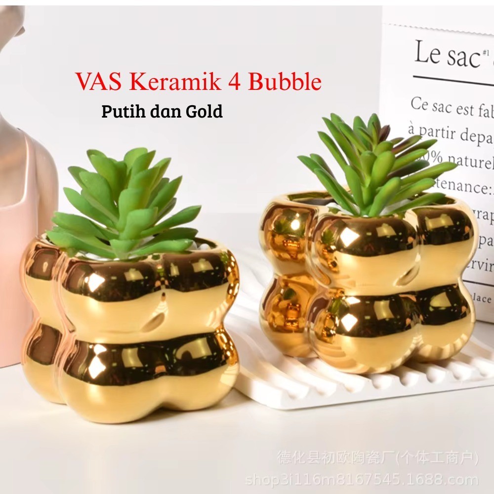 FLOPY - Vas Keramik Aesthetic Motif Bubble / Vas Bunga / Vas Aesthetic