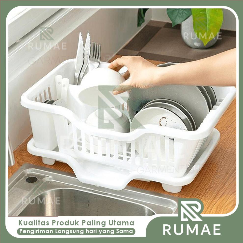 RUMAE Rak Cuci Piring Keranjang Pengering Buah Sayur Tebal Untuk Wastafel Dapur Drain Basket Plastik