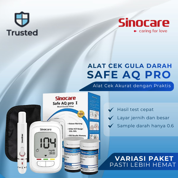 Alat Cek Gula Darah Lengkap Sinocare Safe AQ Pro | Paket Tes Gula Akurat & Praktis