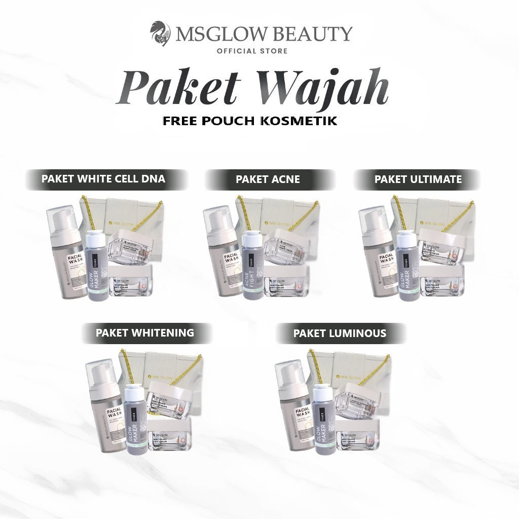 MS GLOW PAKET WAJAH WHITENING/ACNE /ULTIMATE/LUMINOUS/BB DAILY/MEN/SERUM PEELING/LIFTING/RED JELLY/R