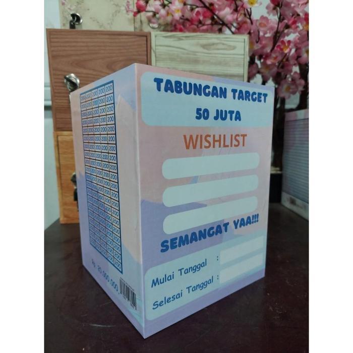 Promo Celengan kotak kunci Celengam Target Jumbo Bahan Kayu MDF Anti Rayap Tabungan Uang Unik - 50 J