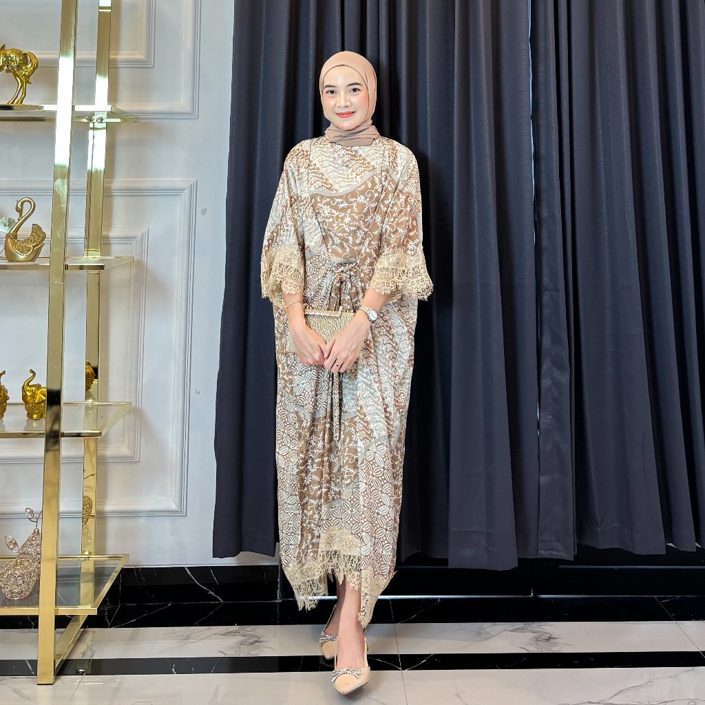 SYAKIRA Dress Kaftan Gamis Wanita Batik Modern - Baju Muslim - Kondangan - Seragaman Keluarga