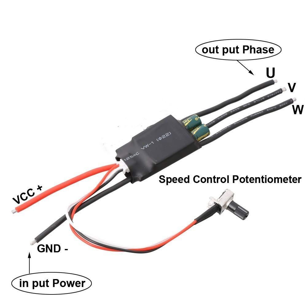 DC 7-24V Brushless Motor Driver 200W BLDC 3-Phase Hallless DC Motor Drive Board DC Brushless Potenti