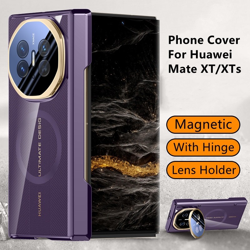 Casing untuk Huawei Mate XT XTs  Penutup Ponsel Magnetik PC Lipat    Engsel Penyangga Bracket Casing