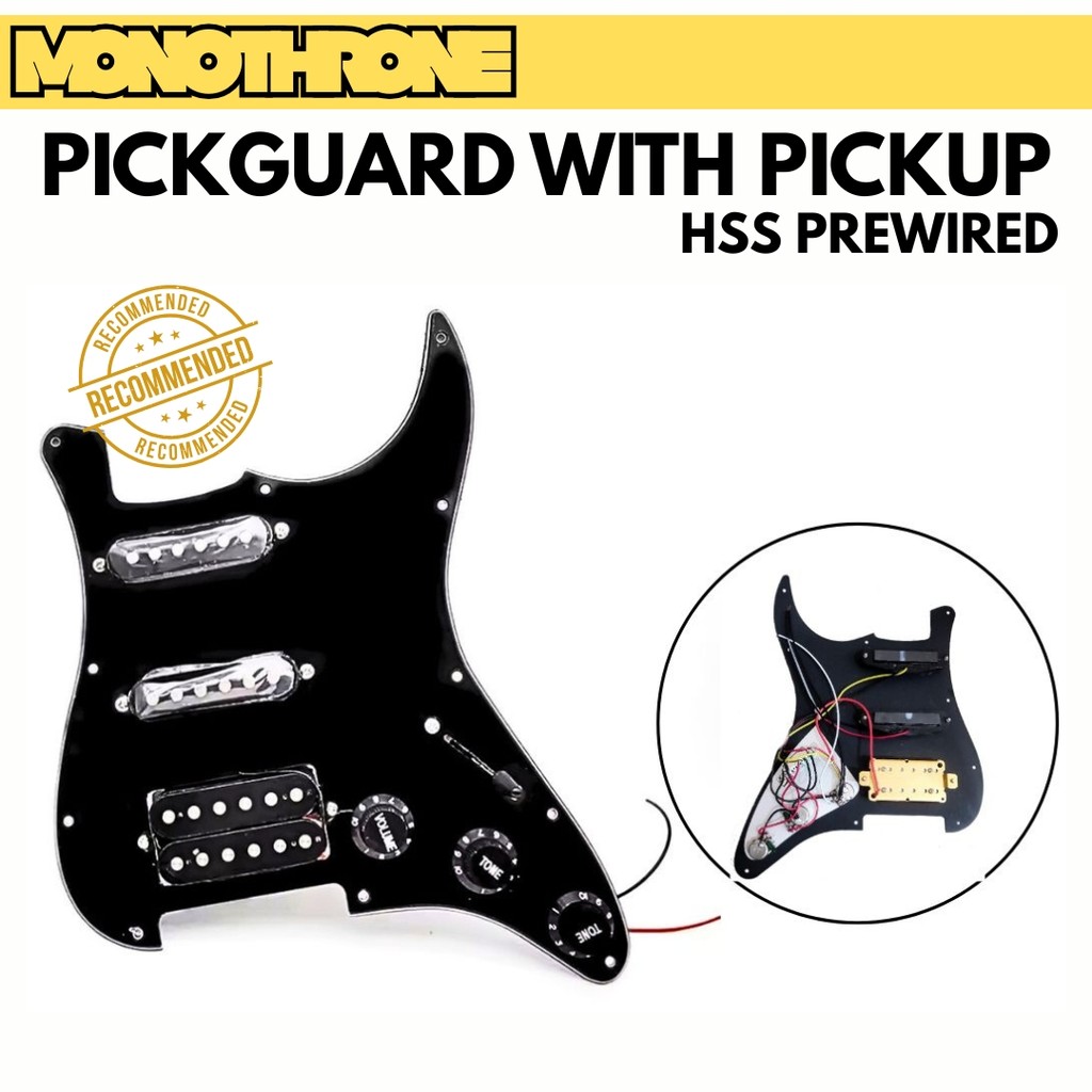 Pickguard Gitar HSS prewired Wiring Harness Pickup Pickguard Stratocaster Fender Humbucker Single Co