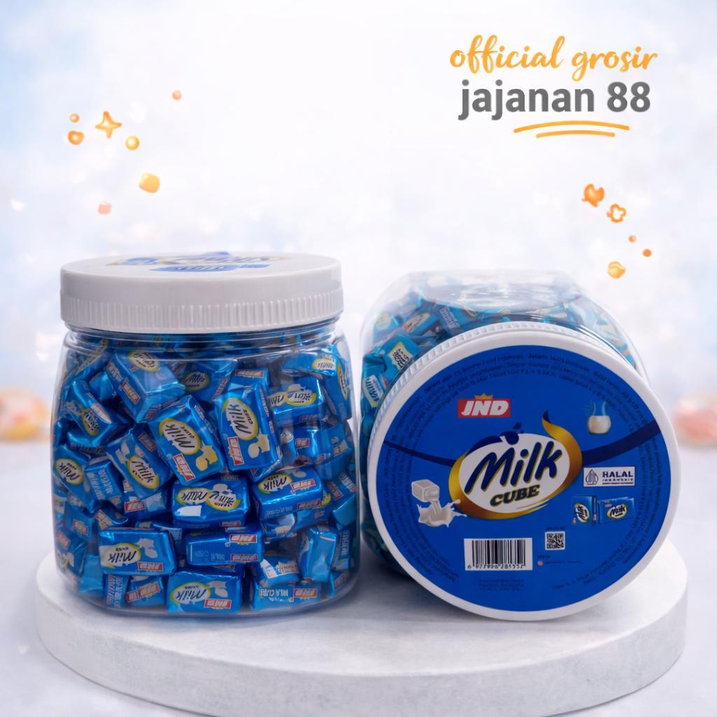 Cokelat Milk Cube JND 1 Toples isi 120 Pcs