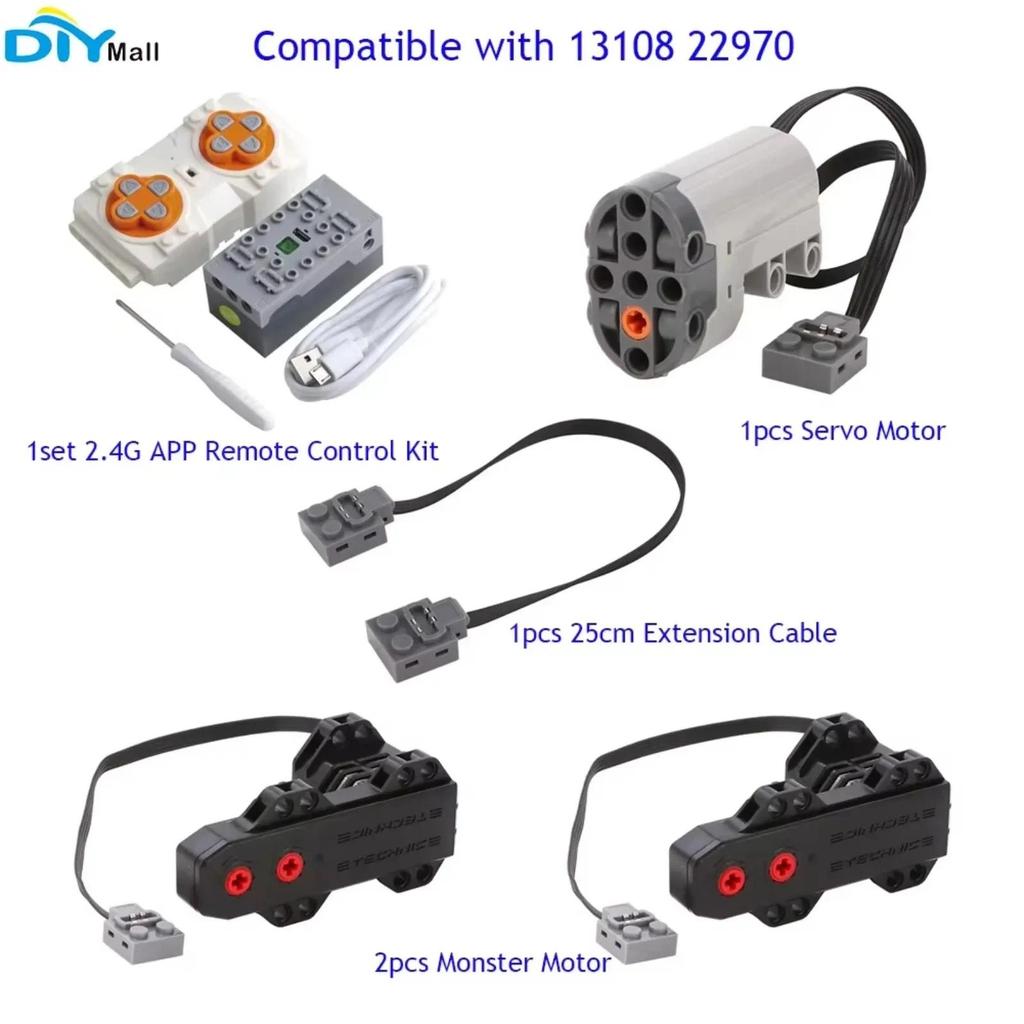 Mould King APP Programming 8 Way Remote Control Lithium Battery Box + Monster Motor Power MOC PF 131
