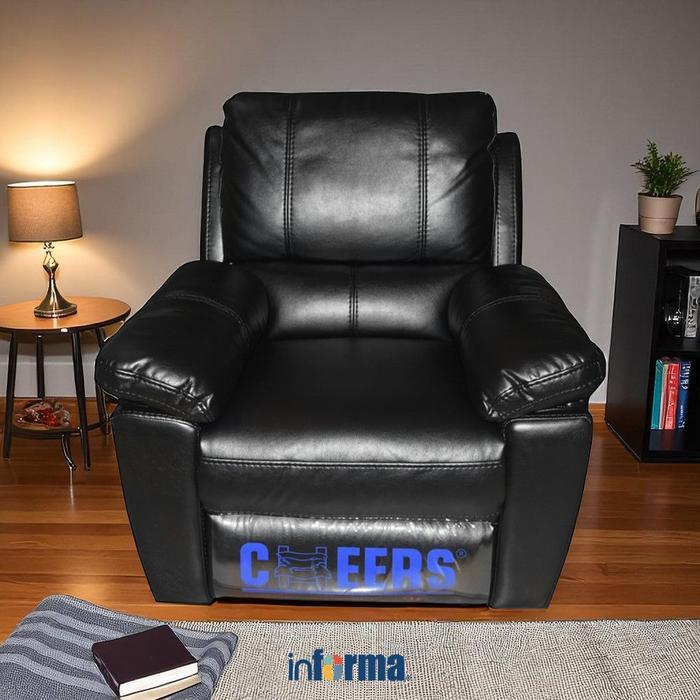 Informa Cheers Mc Belle Sofa Recliner Kulit 1 Seater - Hitam Kursi Santai Malas Baca Ruang Tamu Temp