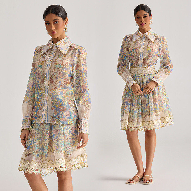 20262v Baju Vintage dua potong motif baru