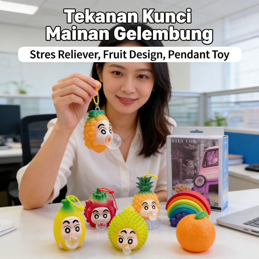 Kunci pengurang tekanan buah Gelembung Mainan Liontin dekompresi Gantungan Mainan Buah Berang-berang