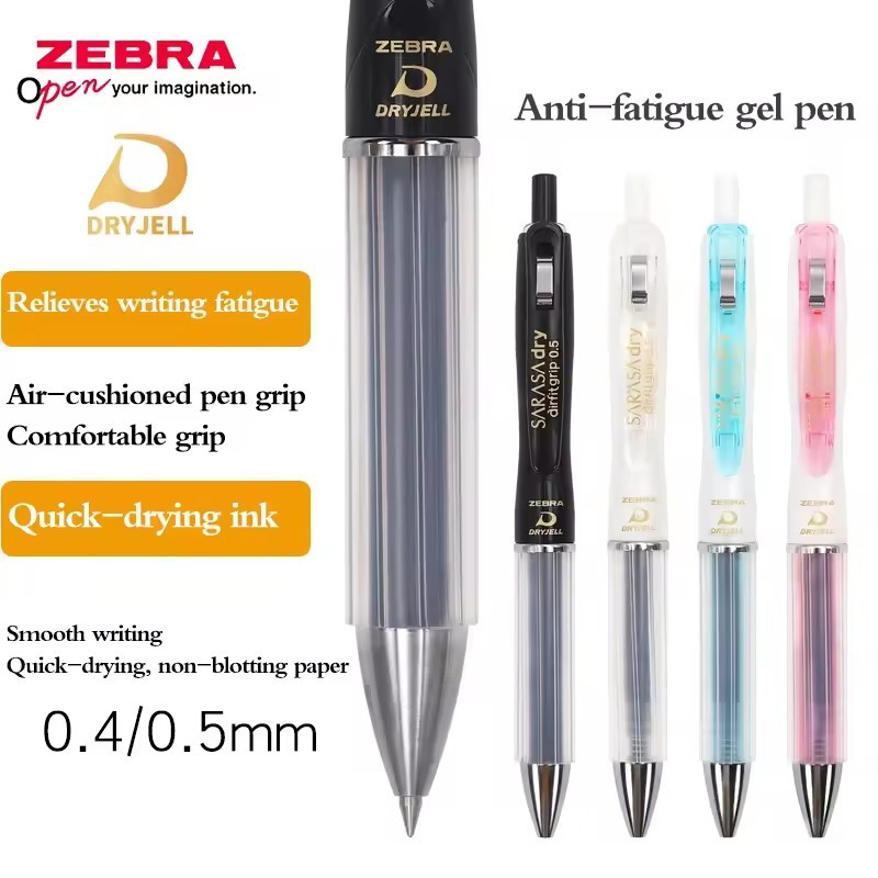 Japan ZEBRA Gel Pen Quick Drying Anti Fatigue Airfit JJZ49 Press Black Signature Pen 0.4/0.5mm Stude