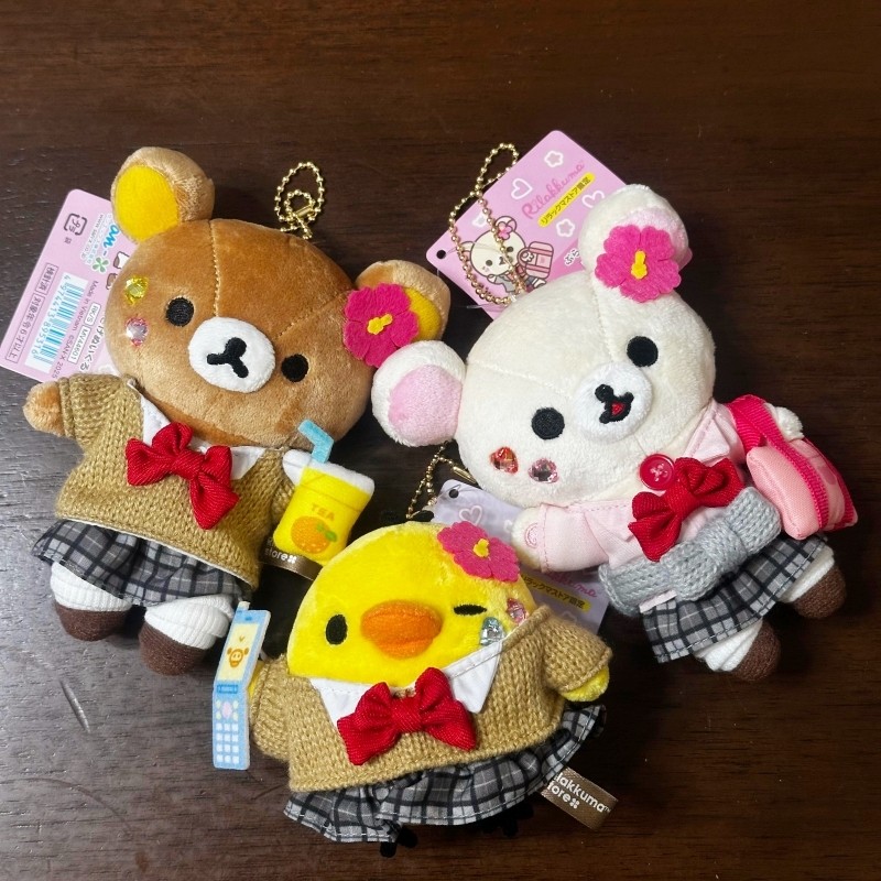 Sweet Korilakkuma JK Uniform Dress Plush Keyain Lovely High Sool Rilakkuma Pent Red Neck Bow Bag Dec