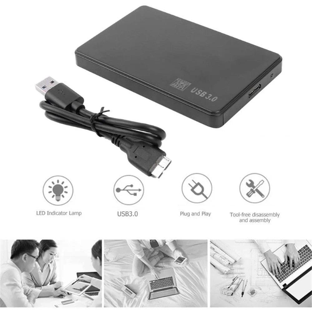 USB 3.0 SATA Enclosure External Hard Drive Case 2.5" 2.5 Inch Caddy HDD SSD External Storage Black w