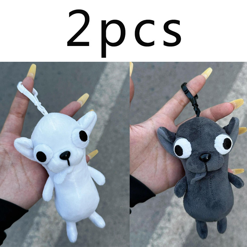 HOT Stuffed Animals Chihuahua Pent Puppy Pet Realistic Stuffed Chihuahua Doll 12cm Keychain Pent Chi