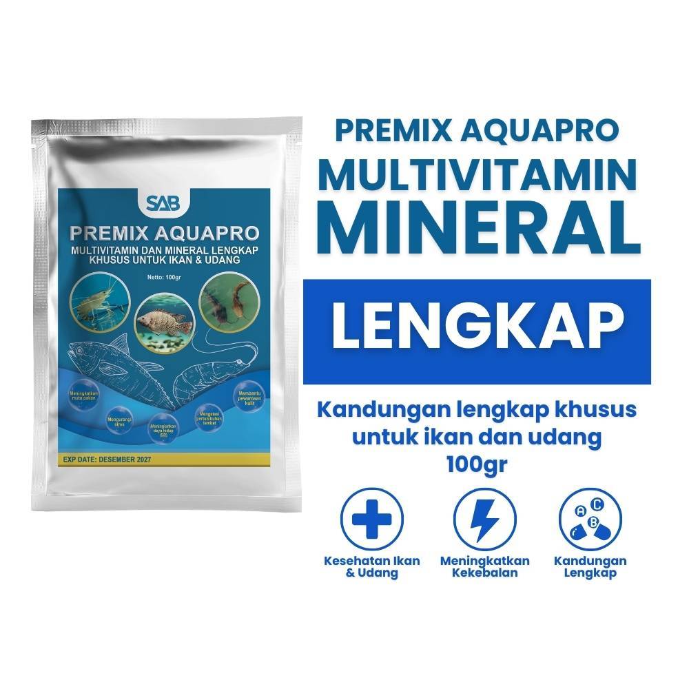PREMIX AQUAPRO 100 gr - Multivitamin Mineral Lengkap untuk Ikan dan Udang 100 gr