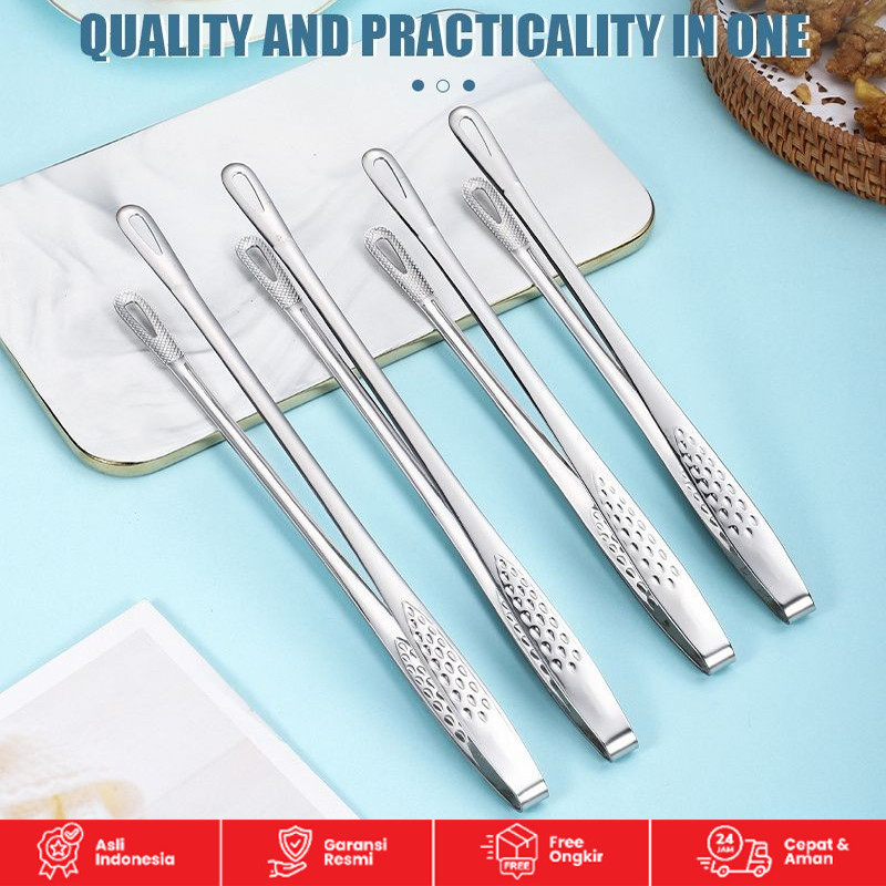 Serbagrosirmura Capitan Stainles Steel Capit Makanan Kue Gorengan Capit Panggangan Grill BBQ Premium