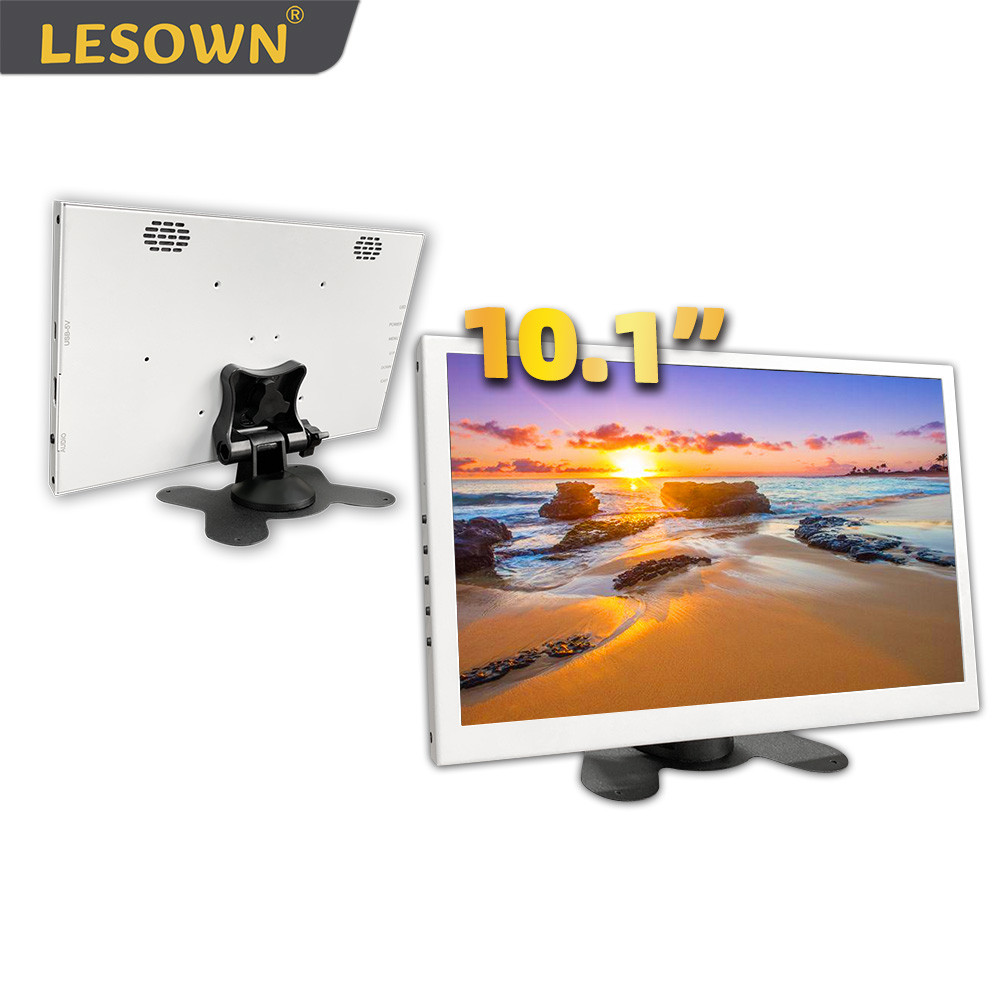 LESOWN 10.1" IPS Screen White with Support 1024x600 HD Portable Second splay Mini Monitor USB HDMI P