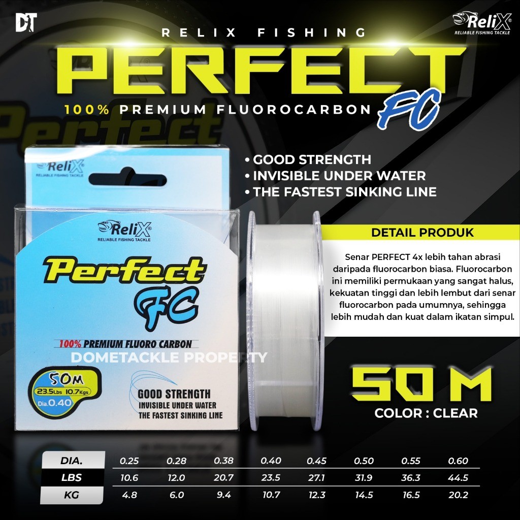BISA (COD) PERFECT FC RELIX SENAR LEADER FLUOROCARBON SENAR PANCING NYLON 50 METER PREMIUM FLUOROCAR