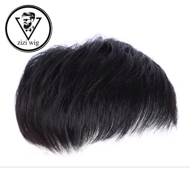 Toupee Wig pria pendek Rambut palsu penutup Botak