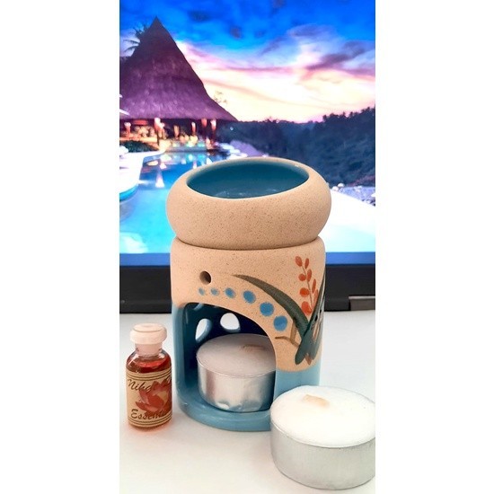 Set Tungku Aromaterapi Oil Burner Essentail Oil Paket Tungku Minyak Esensial