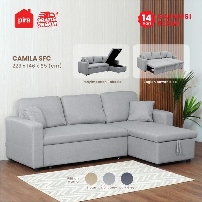 Pira Bavarian - Camila SFC Convertible Sofa / Multifungsi - Light Grey, Standar
