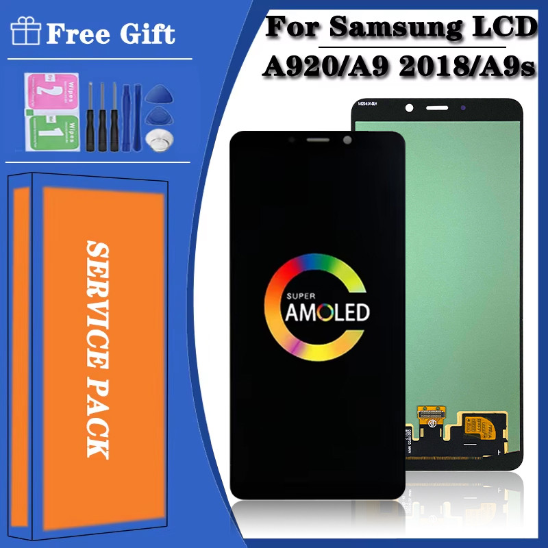 6.3'' Super AMOLED lcd For Samsung  A9 2018 A920 A920F SM-A920F/DS LCD splay Touch Screen gitizer As