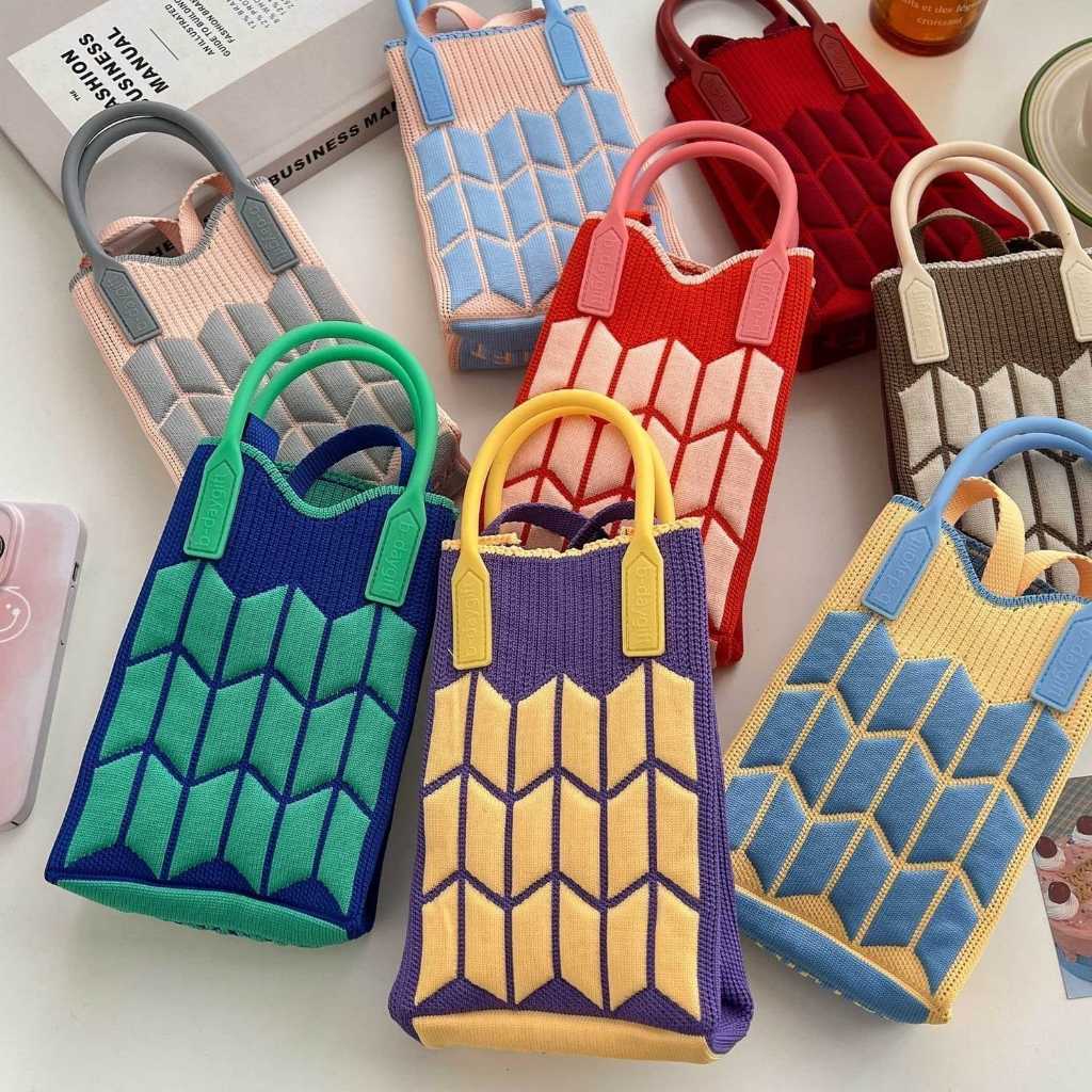 Tas HP Mini Rajut Selempang Sling Bag Fashion Korea Knitted Premium