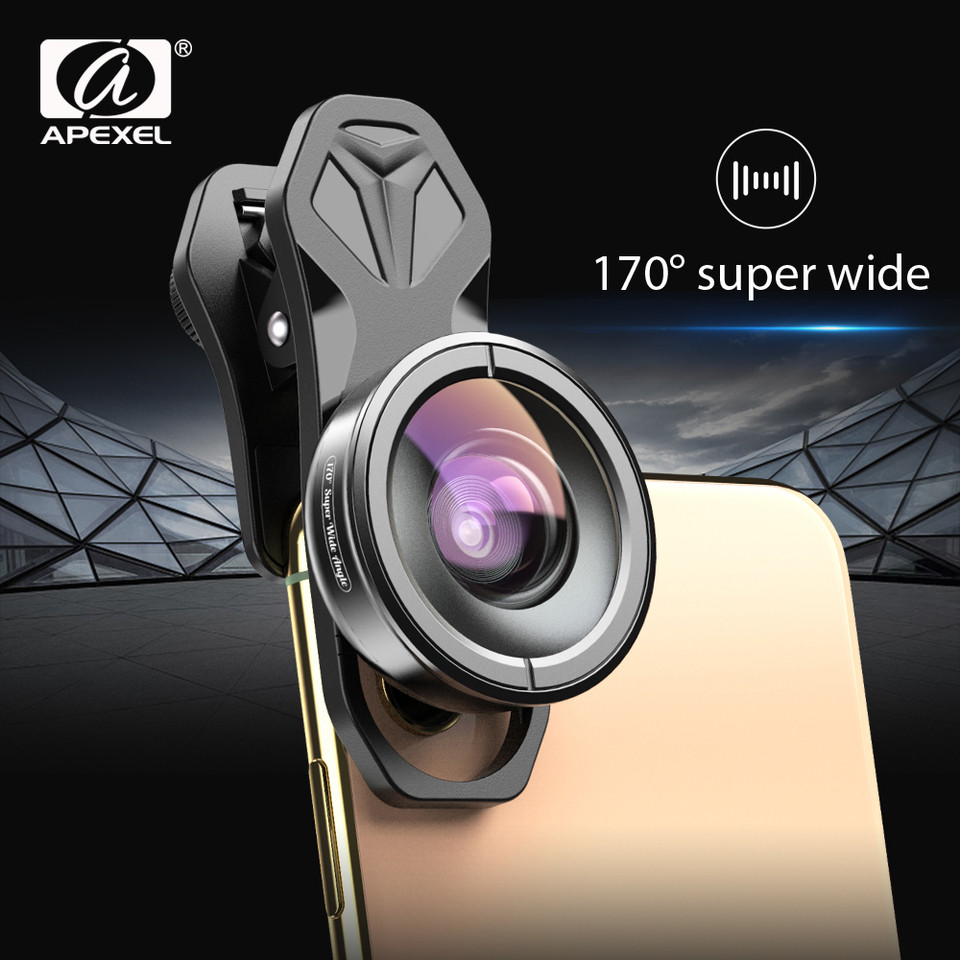 APEXEL optic phone lens HD 170 degree super wide angle lens Camera optical Lenses for iPhonex xs max