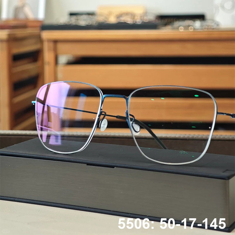 Men Square Screwless Glasses Frame 5506 IP Titanium Ultralight Brand Design Eyeglasses High Quality 