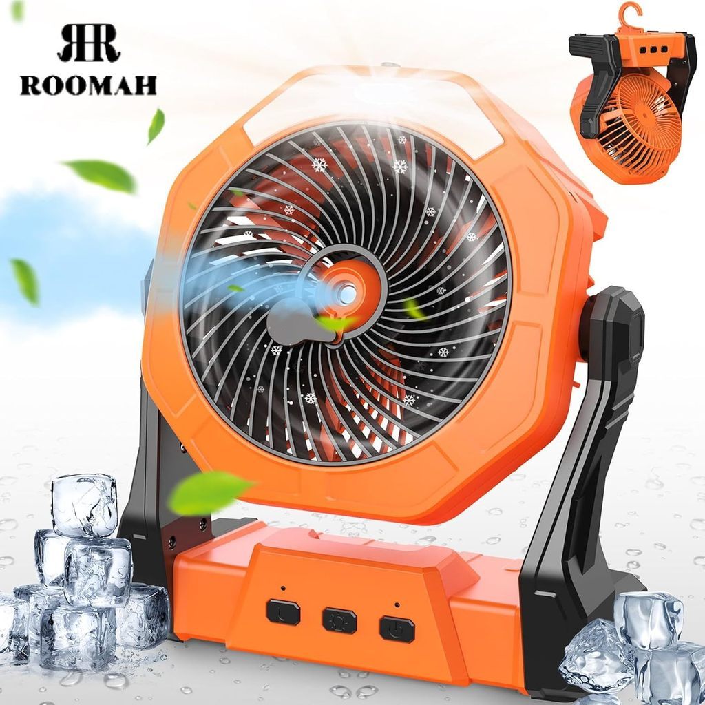 ROOMAH 4in1 Kipas Angin Portable Batterai 10000 mAh Dengan Powerbank/Blower/Timer Dan Lampu LED