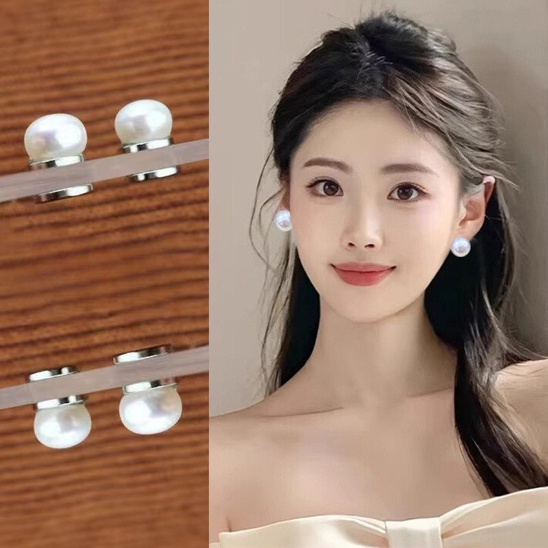 Anting Mutiara Magnetik Bulat, Kancing Magnet Super Kuat – Tanpa Tindik untuk Pria & Wanita