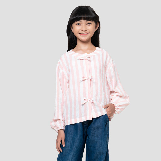 Nevada Salur Lebar Pita Kemeja Anak Perempuan 123080050