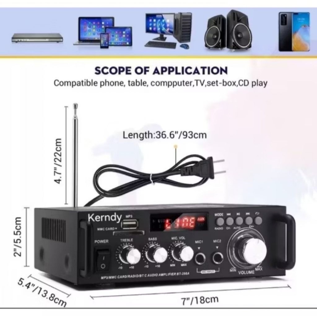 Amplifier Bluetooth EQ Audio BT298A Amplifier Karaoke Home Teather FM Radio 600W Original Amplifier 
