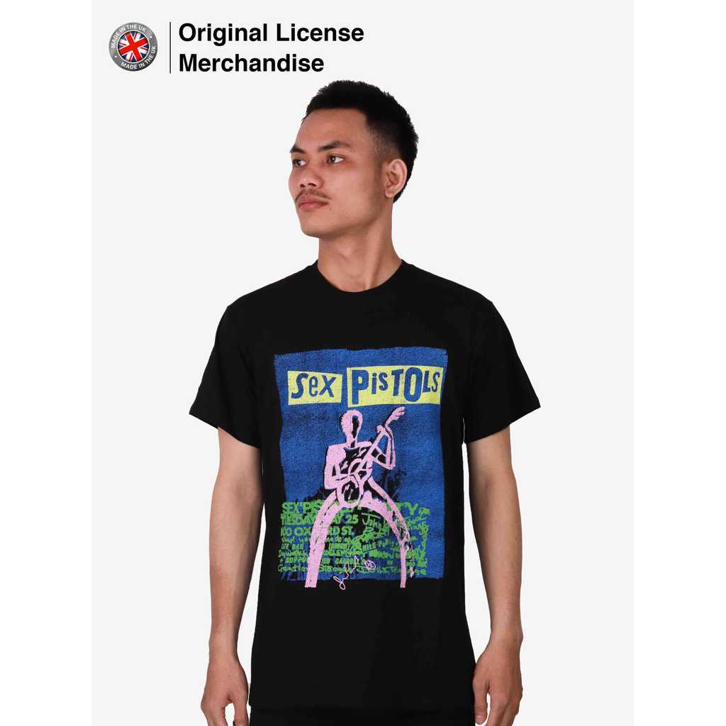 SEX PISTOLS GUITAR CARTOON Kaos Baju Hitam Pendek Dewasa Pria Wanita Band Musik Ori Licensed