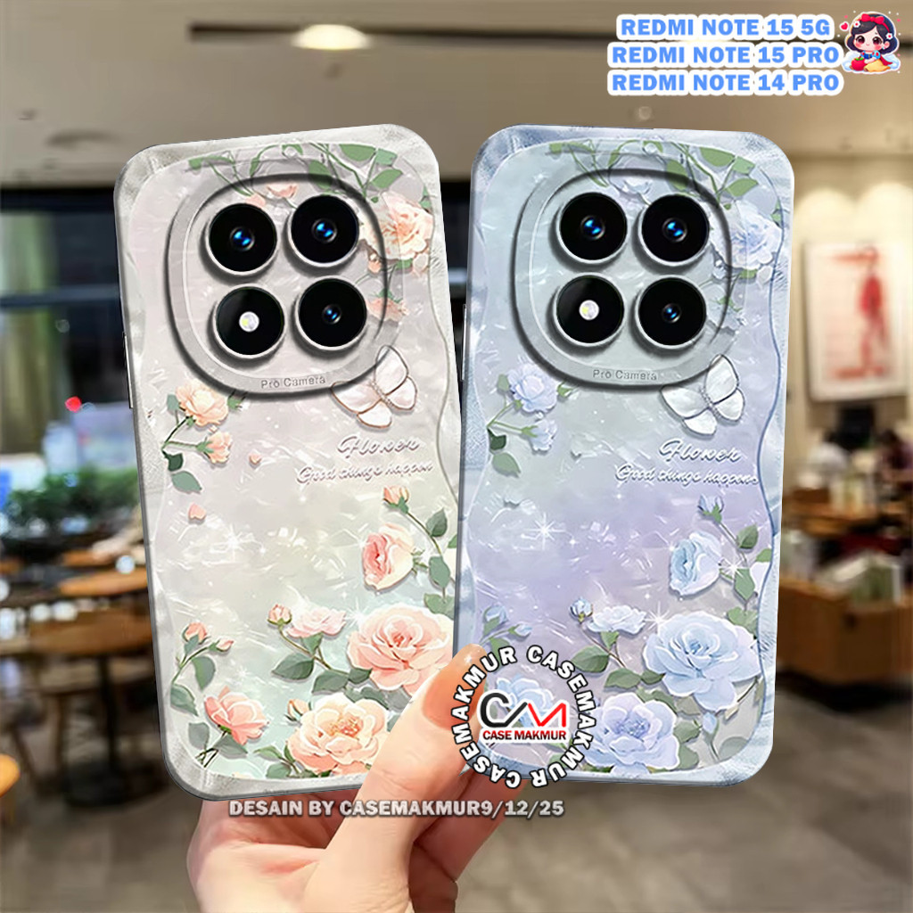 Softcase Bunga Redmi Note 15 5g / Note 15 pro / Note 14 Pro - Case Anti Slip - Tpu Lentur