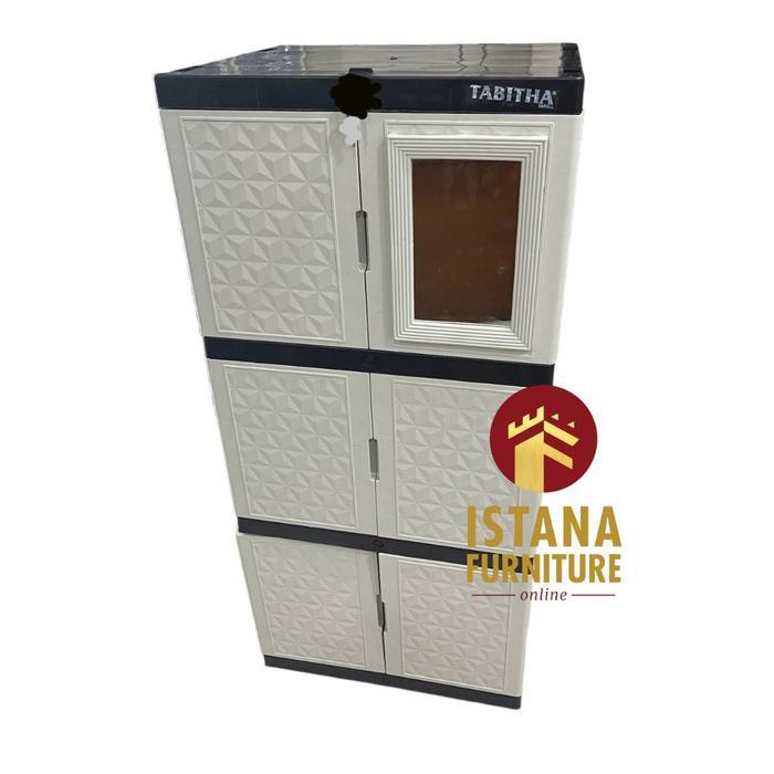 beliyaaa1 MURAH LEMARI PLASTIK / LEMARI BAJU / RAK PLASTIK 3 SUSUN 6 PINTU MURAH - 3SUSUN KACA TERLA