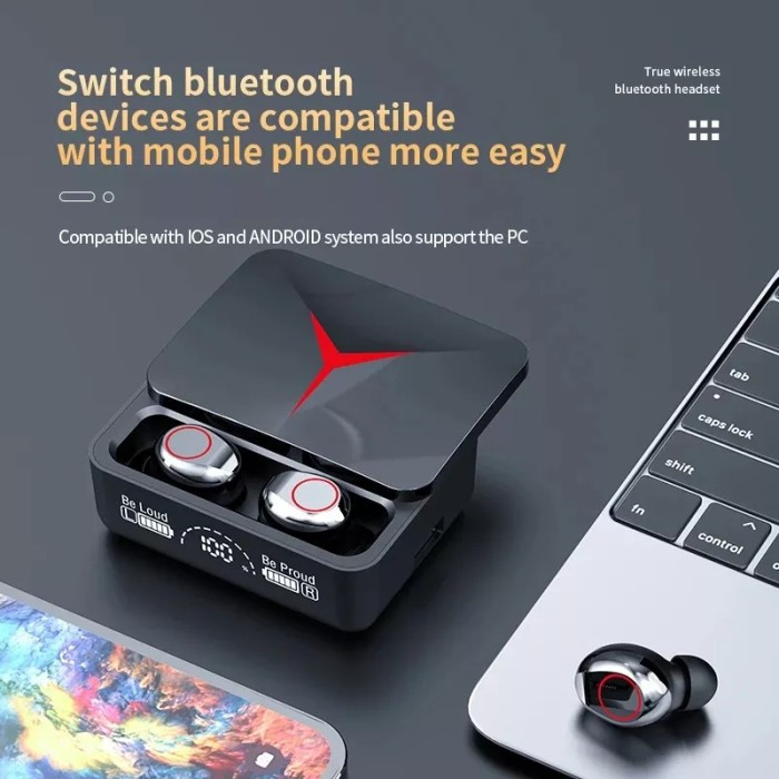 NEWS HEADSET HANDSFREE BLUETOOTH TWS M90 PRO POWERBANK M-90 DIGITAL